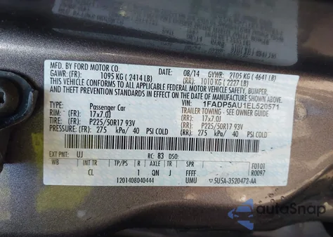 2014 Ford C-Max Hybrid Se из США, поврежденный, VIN 1FADP5AU1EL520571